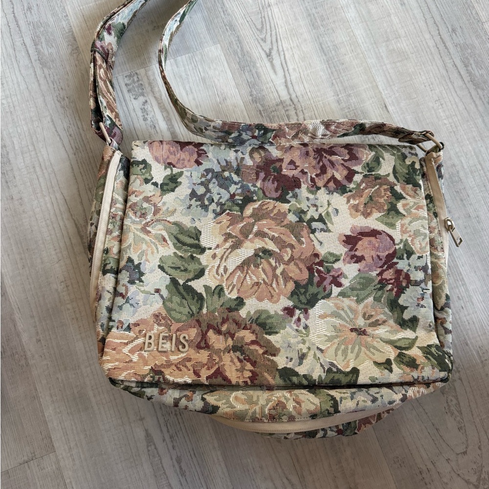 BEIS Floral Canvas Shoulder Bag